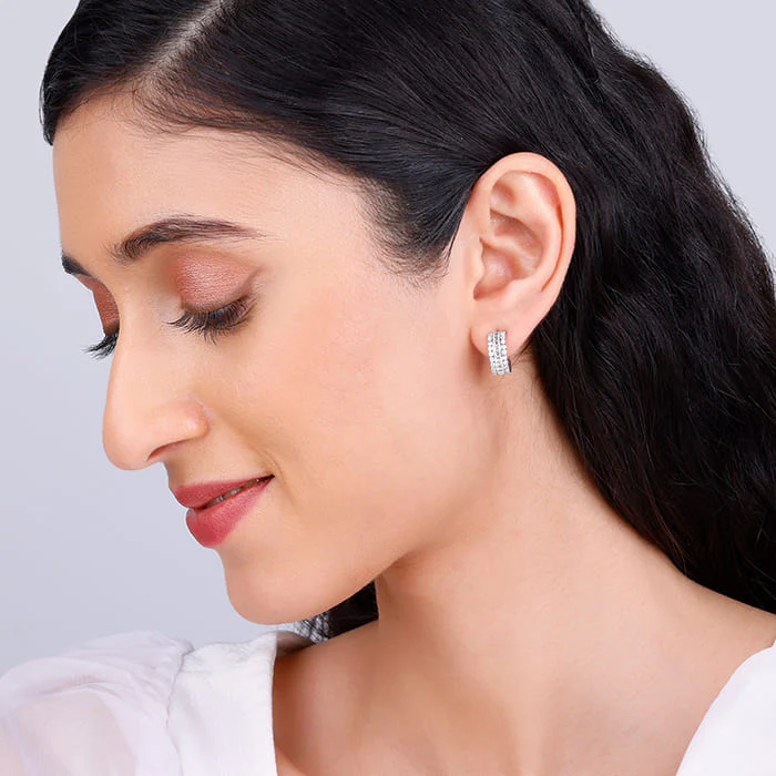 Silver Zircon Charm Earrings - Image 3