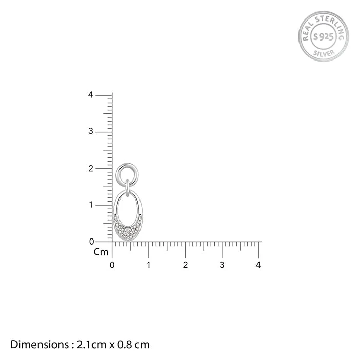 Silver Zircon Crescent Oval Earrings - Image 5