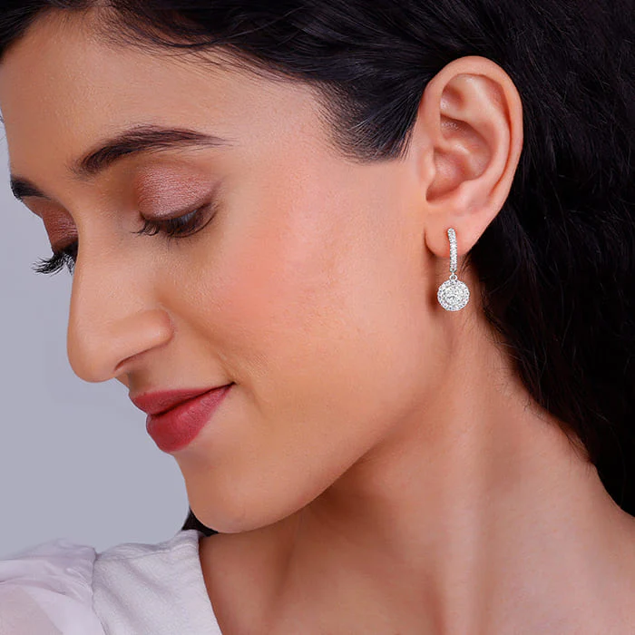 Silver Zircon Drizzle Drop Earrings - Image 3