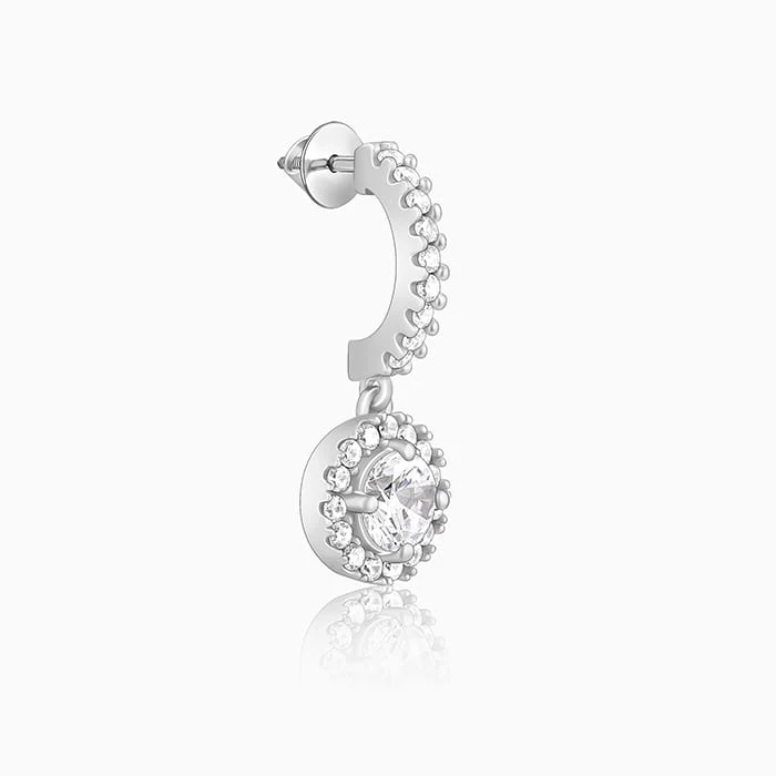 Silver Zircon Drizzle Drop Earrings - Image 4