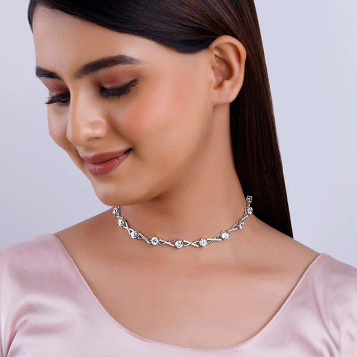 Silver Zircon Excess Necklace - Image 3