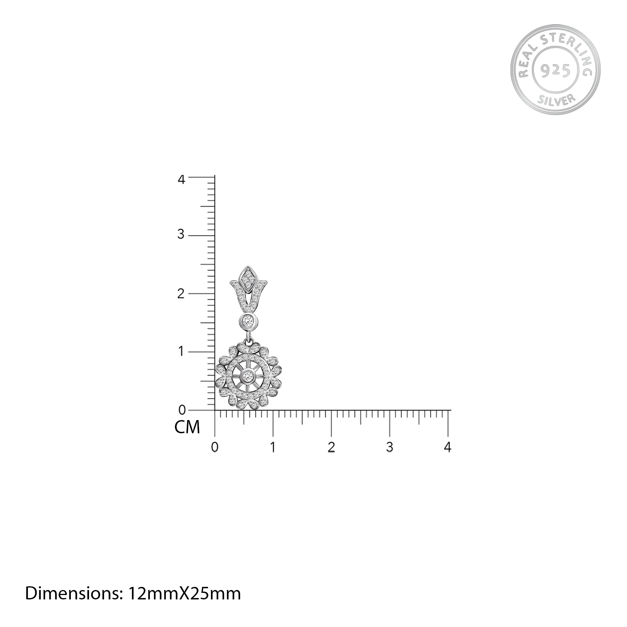 Silver Zircon Flower Drop Earrings - Image 4