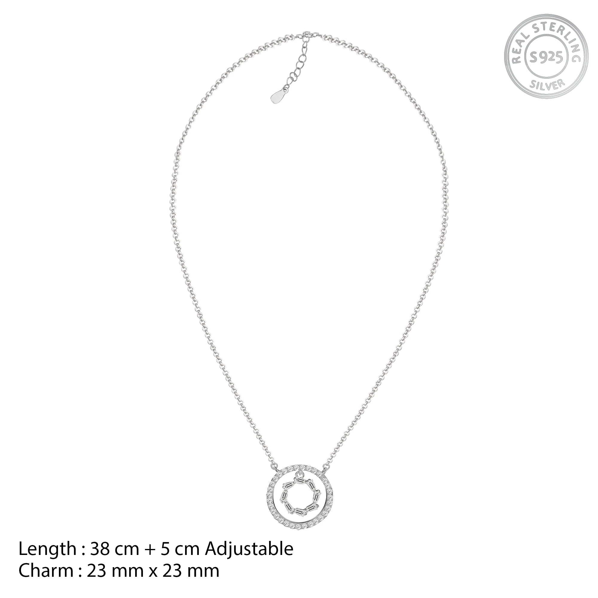 Silver Zircon Halo Necklace - Image 4