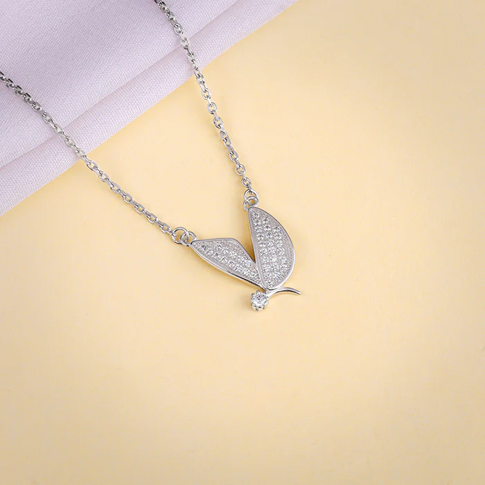 Silver Zircon Mockingbird Necklace - Image 2