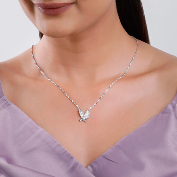 Silver Zircon Mockingbird Necklace - Image 3