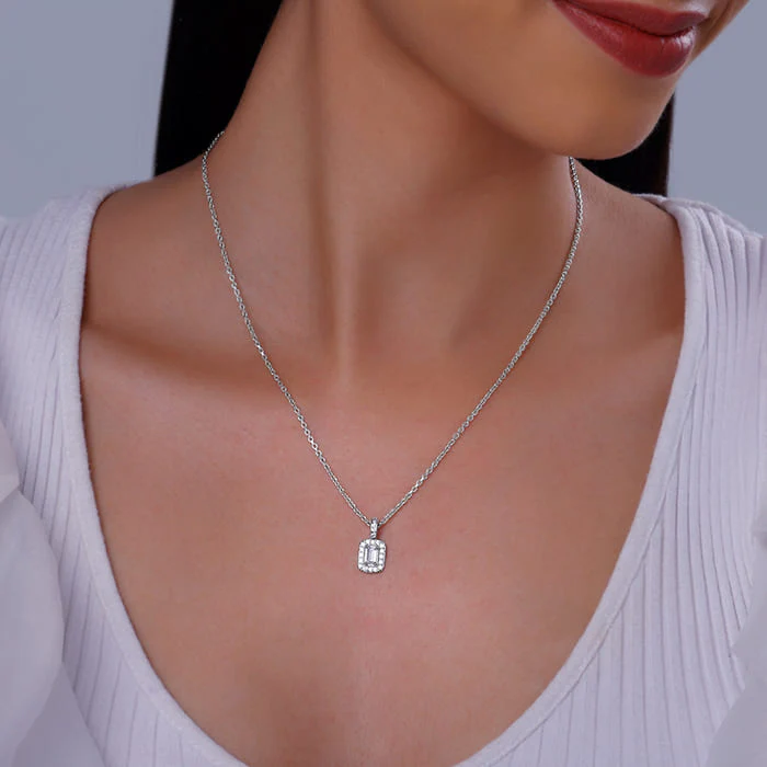Silver Sparkling Zirconia Pendant With Link Chain - Image 3