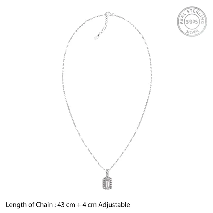Silver Sparkling Zirconia Pendant With Link Chain - Image 6