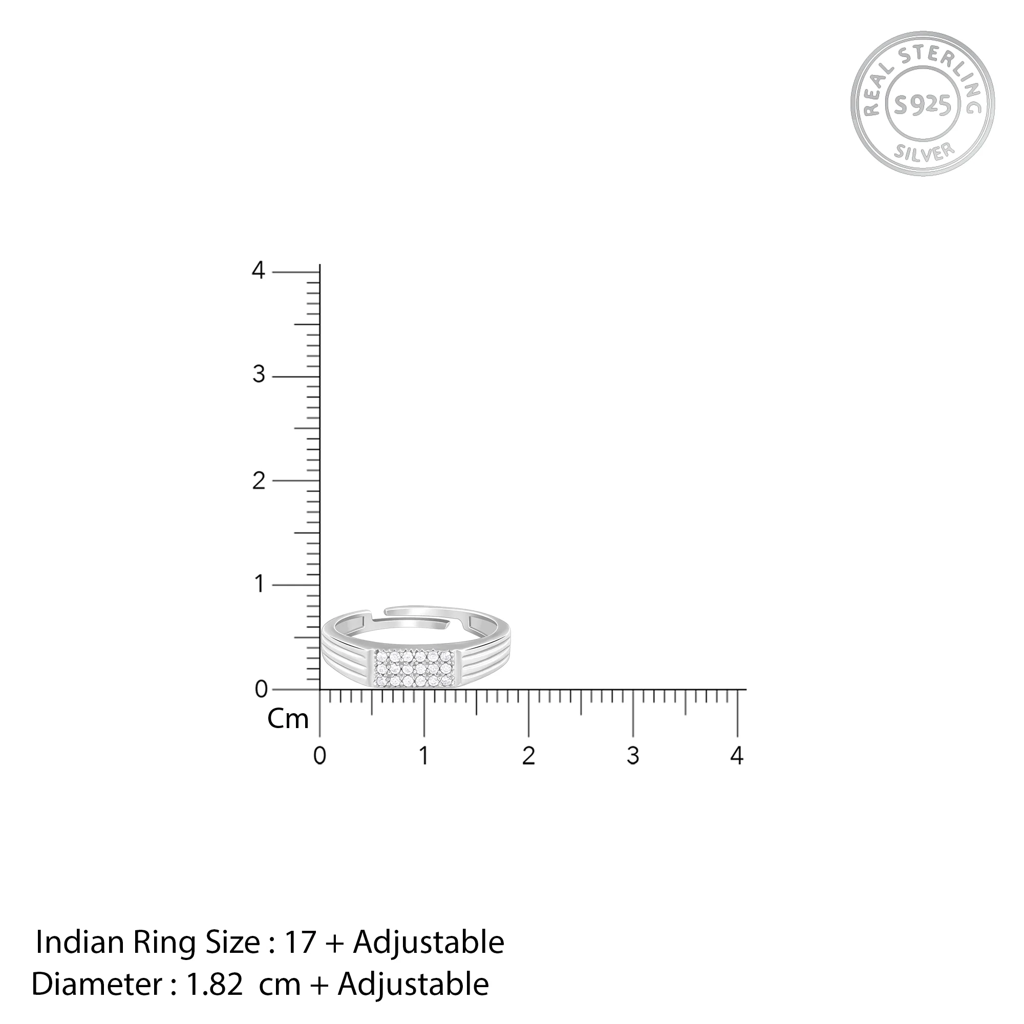 Silver Zircon Rectangle Ring For Him - Image 5