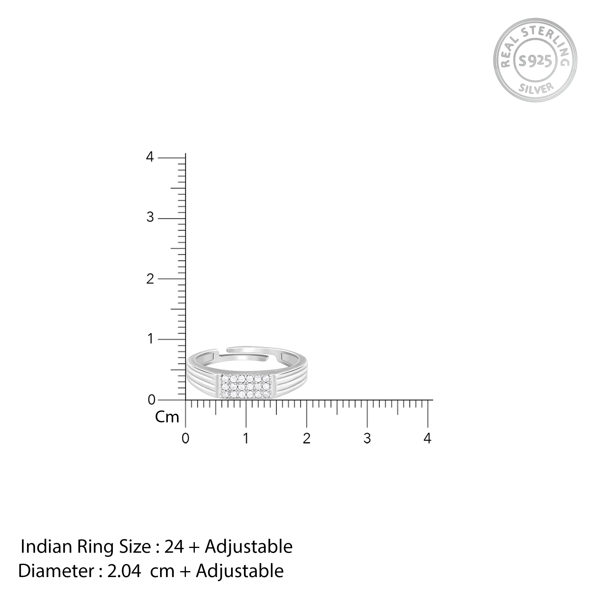 Silver Zircon Rectangle Ring For Him - Image 8