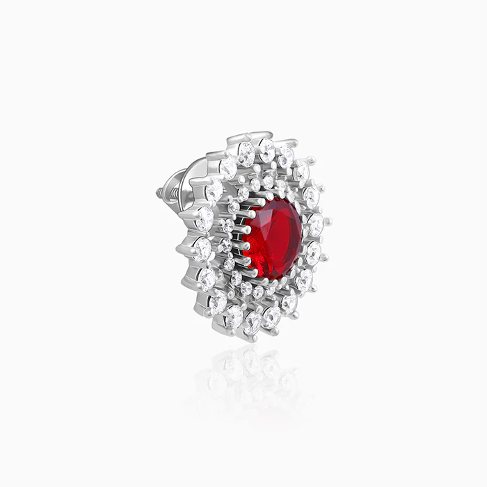 Silver Zircon Ruby Sunshine Studs - Image 4
