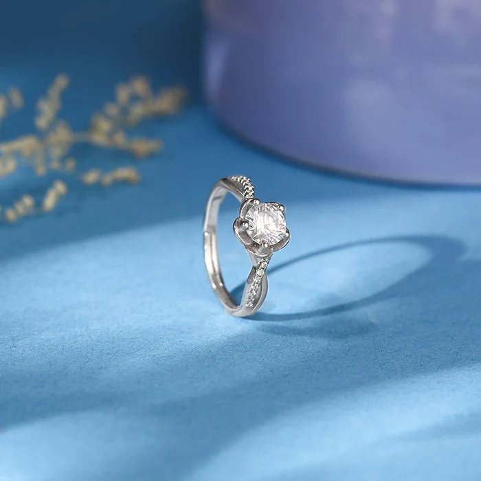 Silver Zircon Shining Flower Ring - Image 2