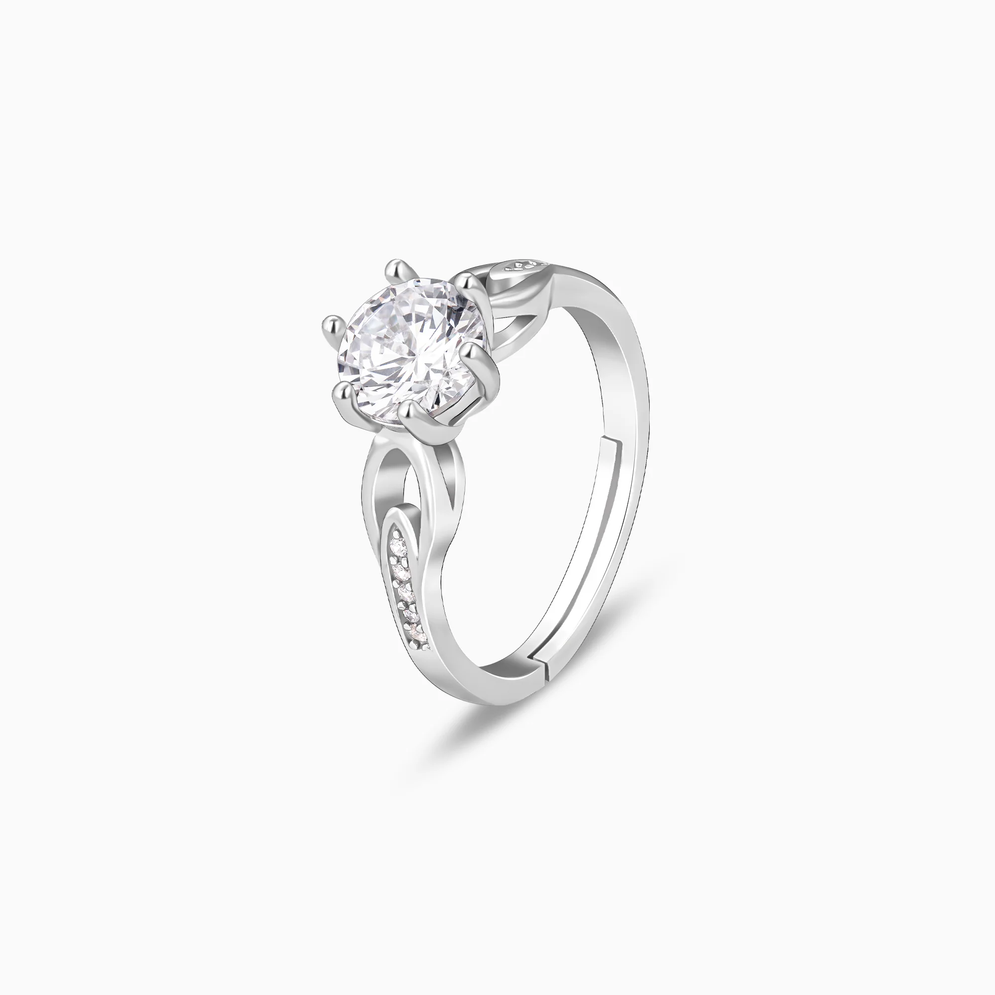 Silver Zircon Sparkling Loop Ring - Image 4