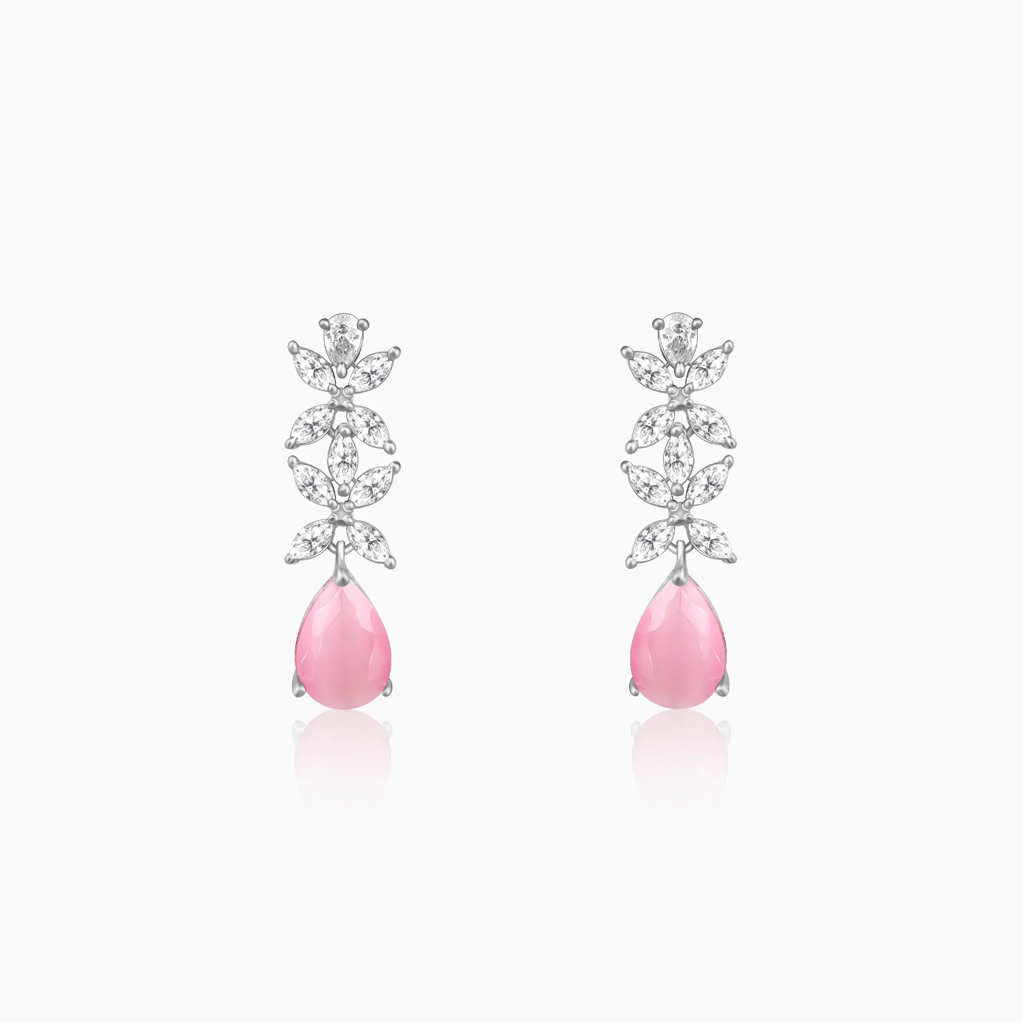 Silver Zircon Studded Magical Drop Earrings