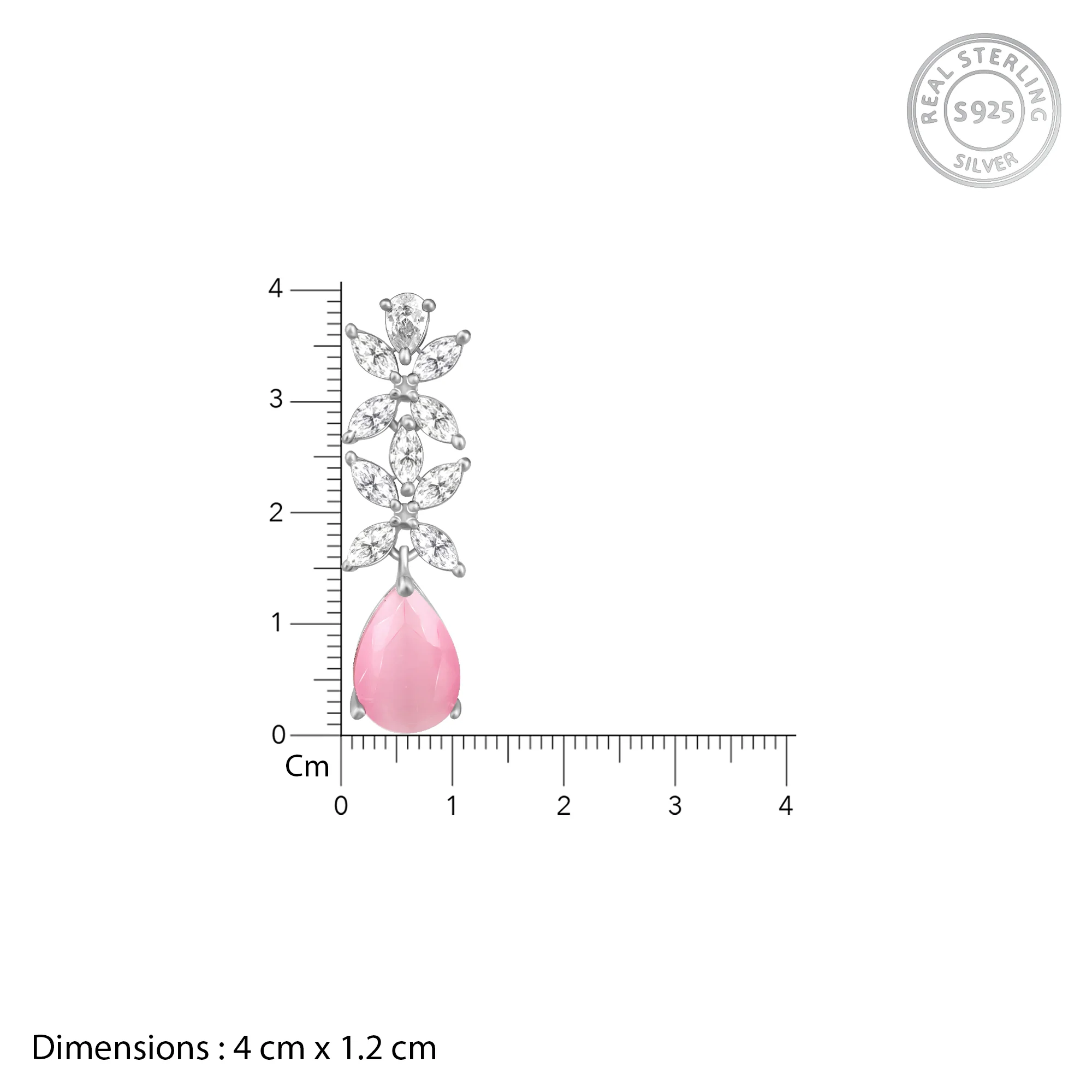 Silver Zircon Studded Magical Drop Earrings - Image 4