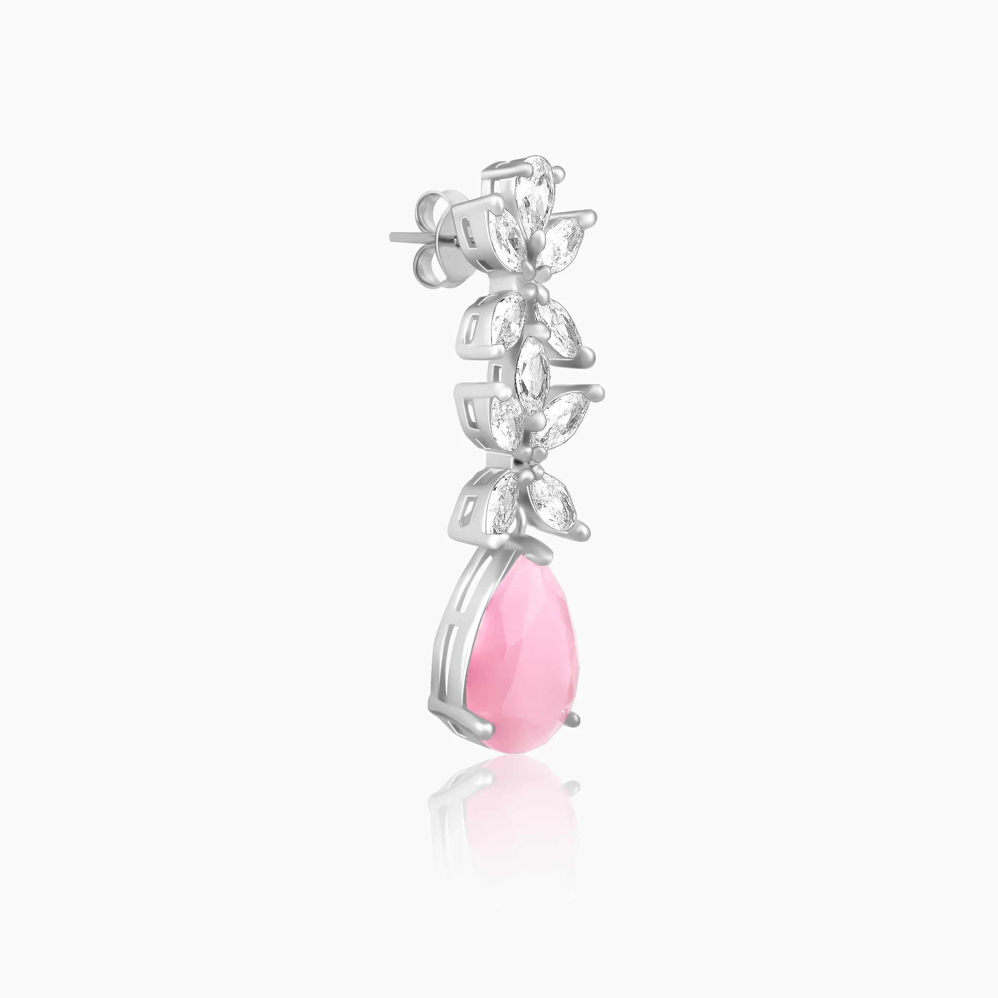 Silver Zircon Studded Magical Drop Earrings - Image 5