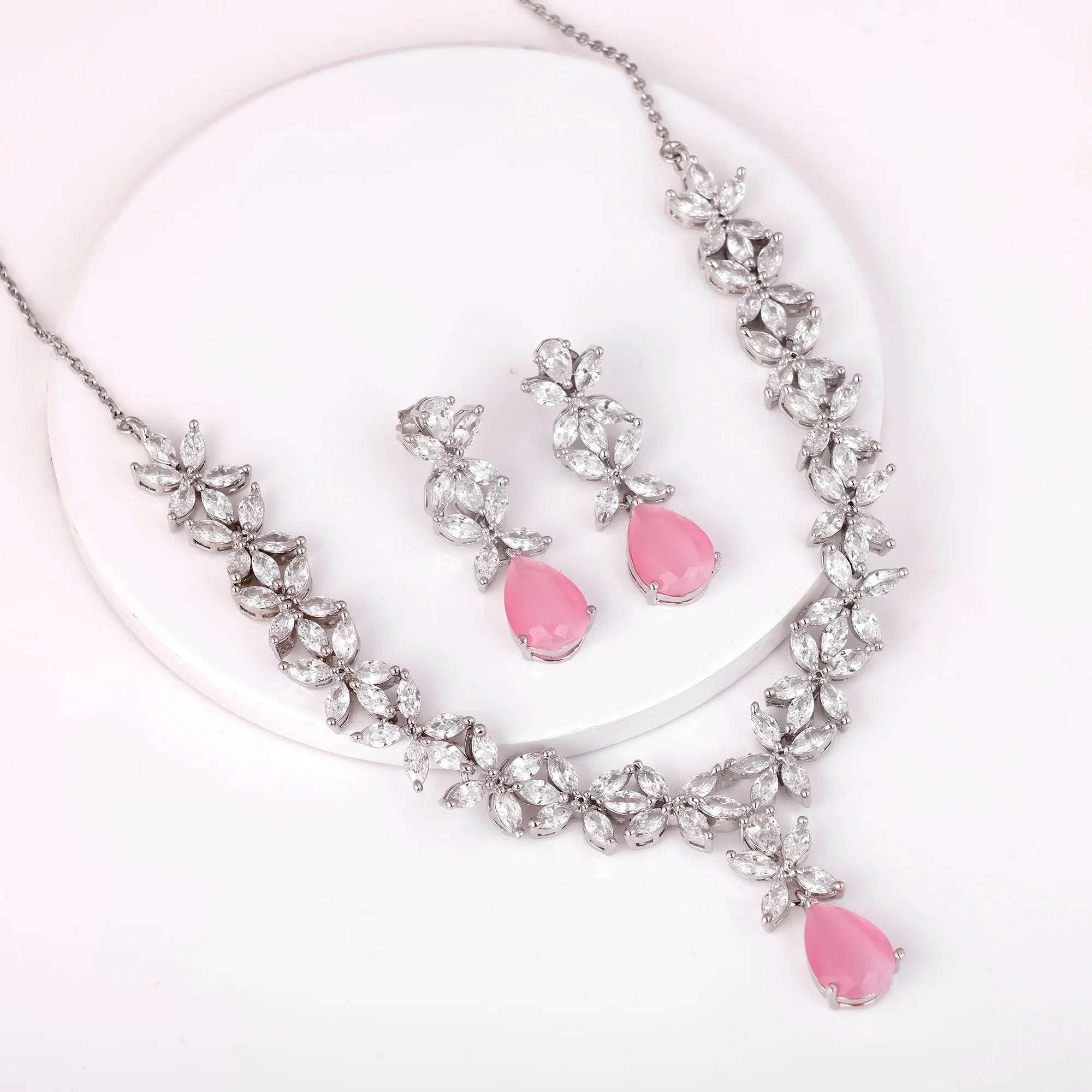 Silver Zircon Studded Magical Drop Set - Image 2