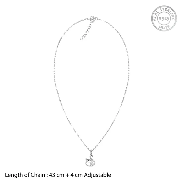 Silver Zircon Swan Pendant with Link Chain - Image 6