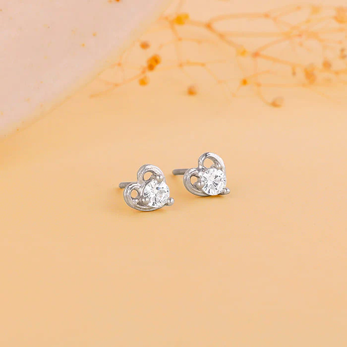 Anushka Sharma Silver Zircon Small Heart Studs - Image 2