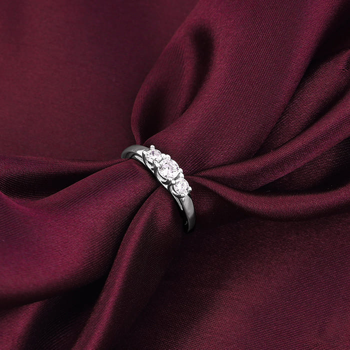 Silver Zircon Trilogy of Love Ring - Image 2