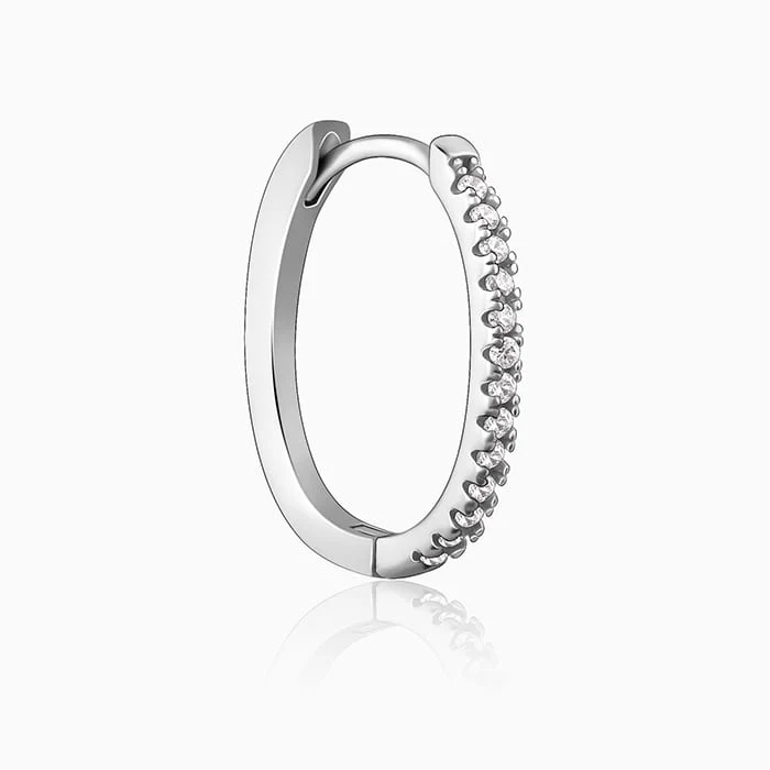 Silver Zircon Twinkling Hoop Earrings - Image 4