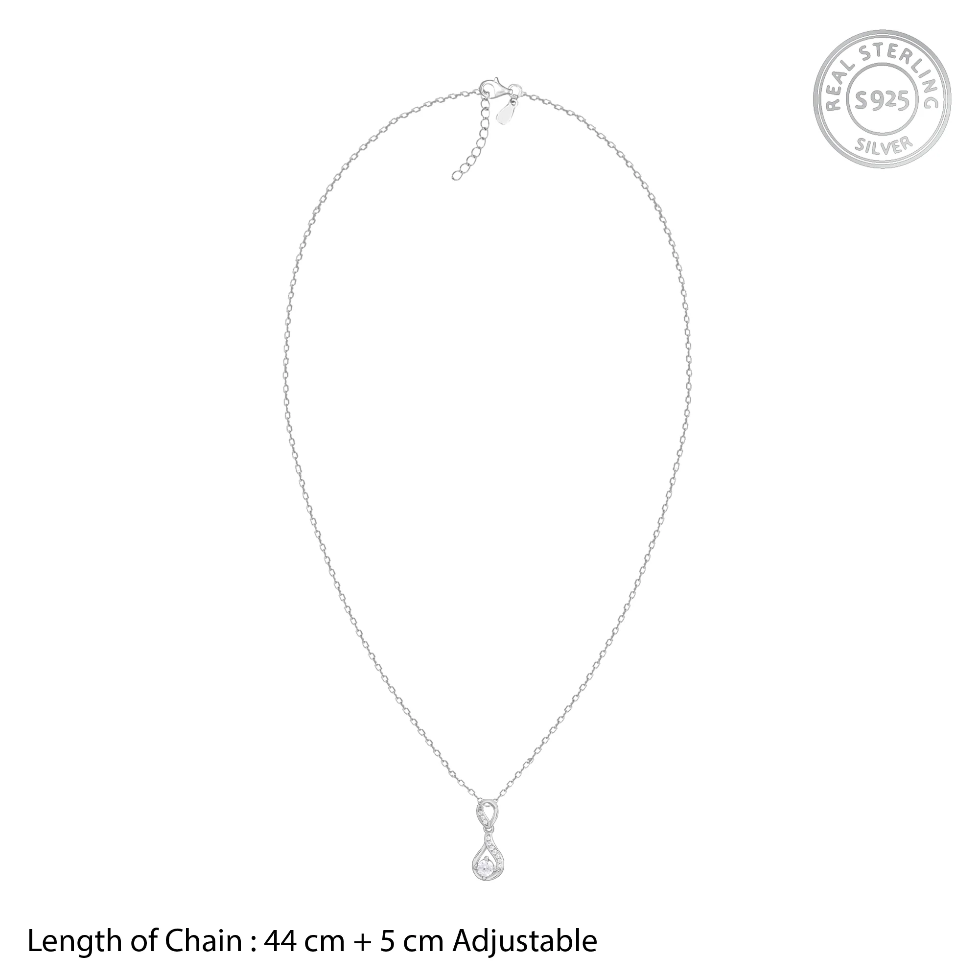 Silver Zircon Twist Necklace - Image 6