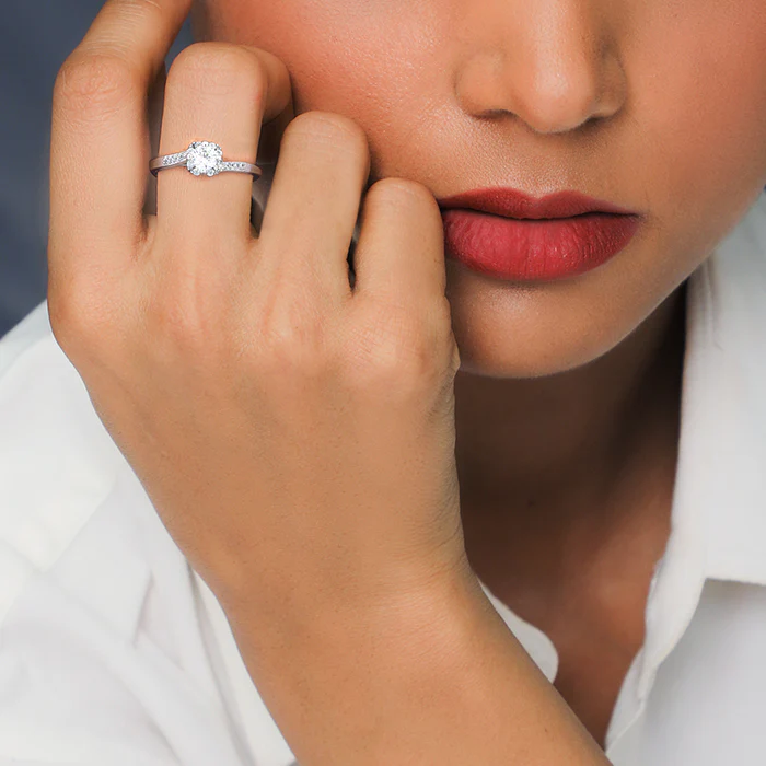 Silver Zircon Twist Ring - Image 3