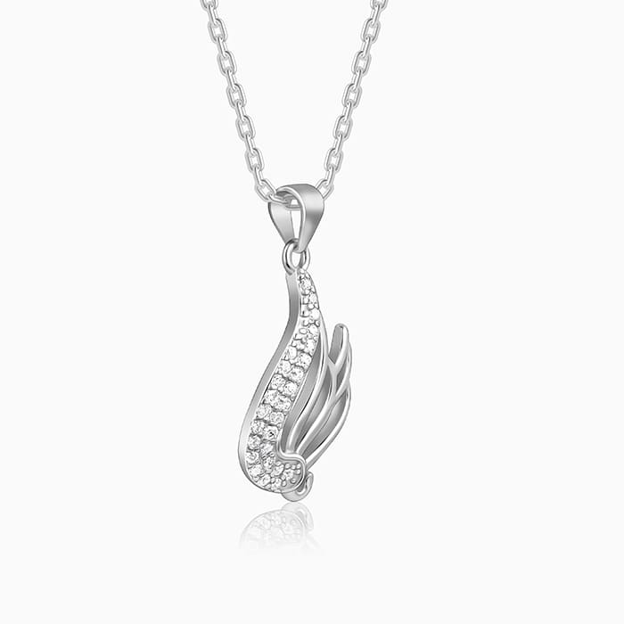 Silver Zircon Winged Pendant With Link Chain - Image 4