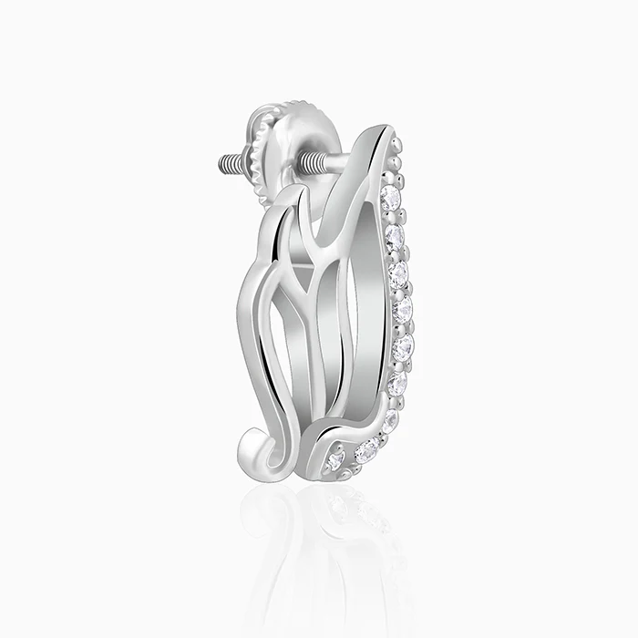 Silver Zircon Winged Earrings - Image 4