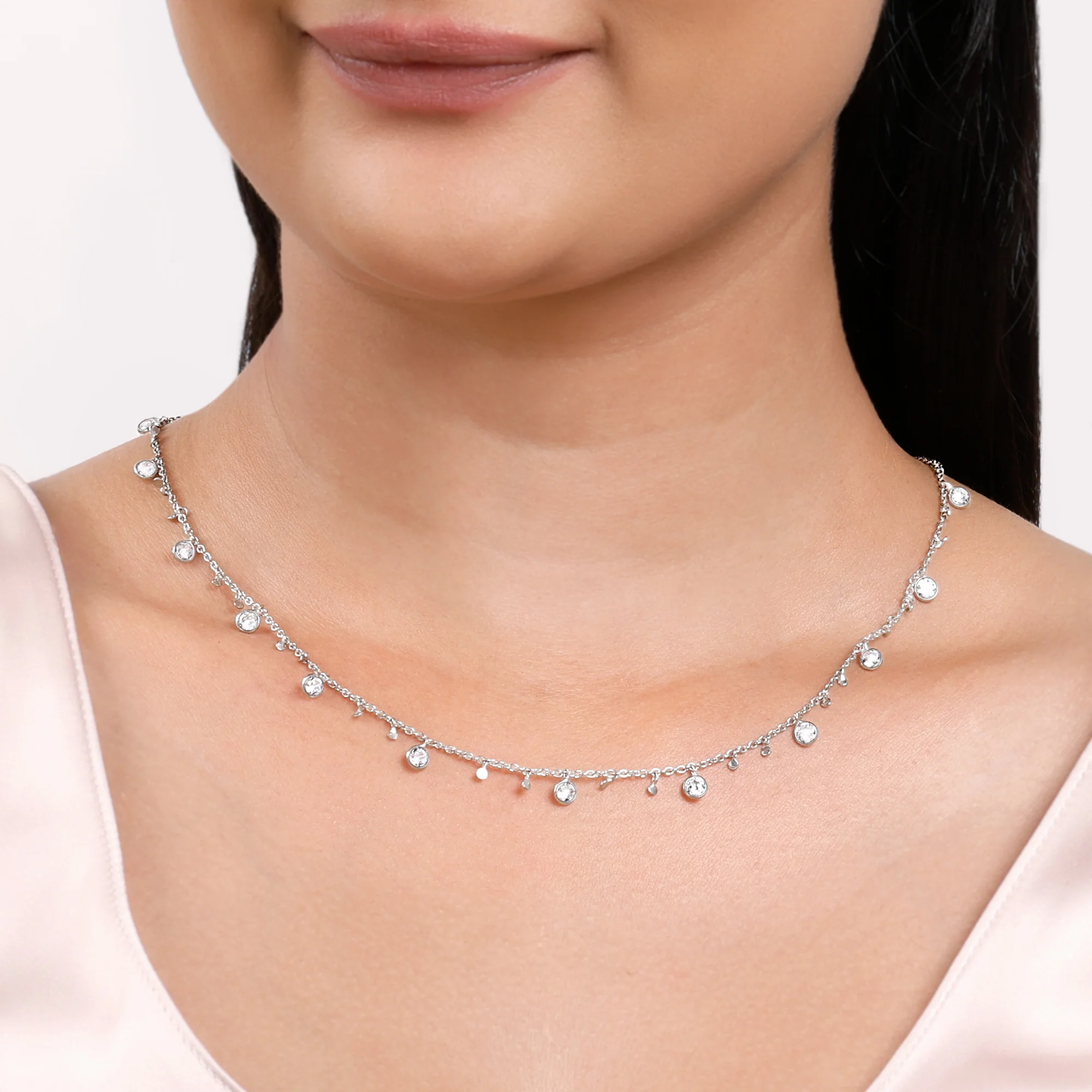 Silver Zirconia Charm Necklace - Image 3