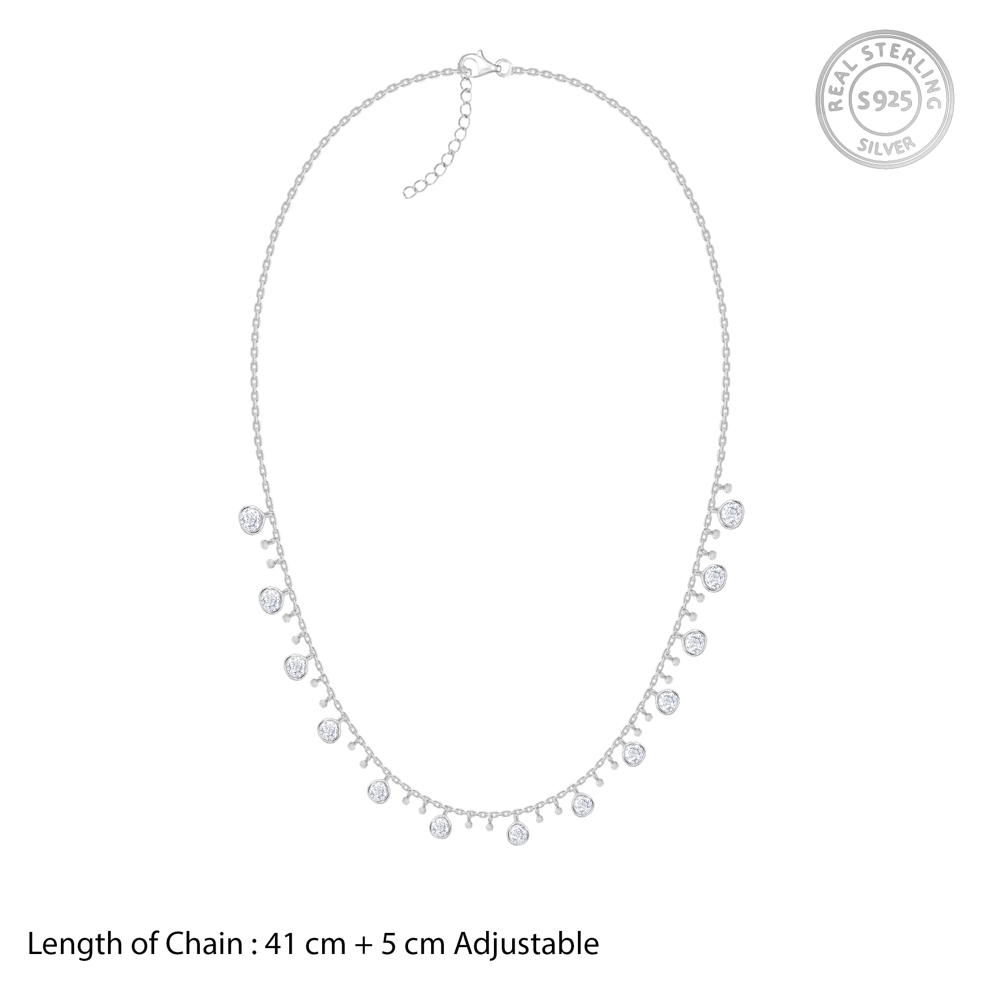 Silver Zirconia Charm Necklace - Image 4