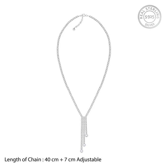 Silver Zirconia Lariat Necklace - Image 4