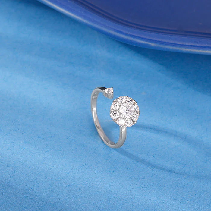 Silver Flower Twist Ring - Image 2