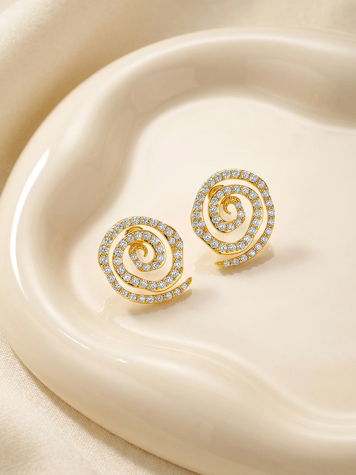 Spiral Glow Gold Plated Earrings - Image 2