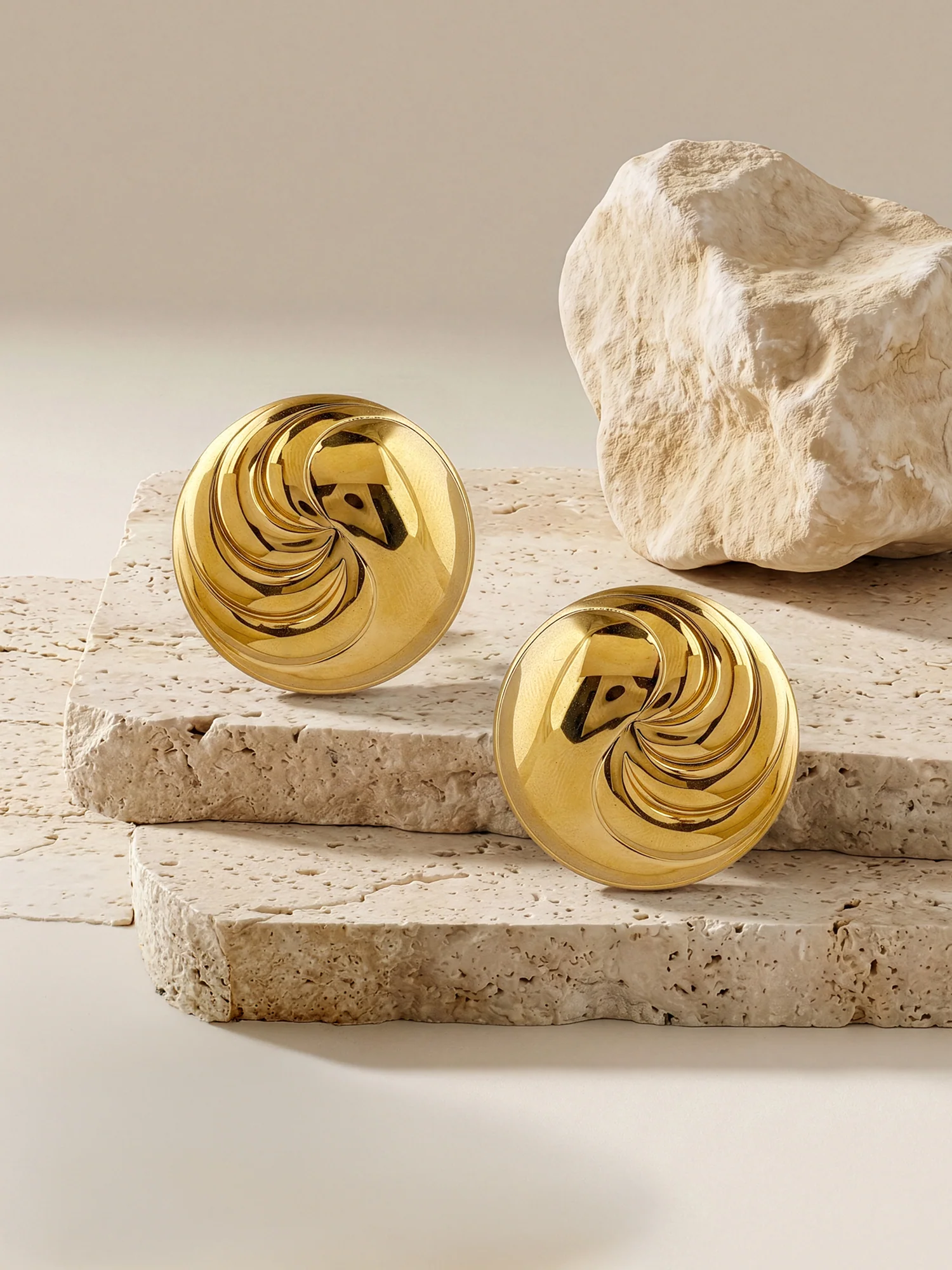 Spiral Swirl Gold Plated Studs - Image 2