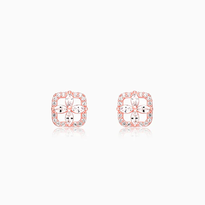 Rose Gold Shimmer Stud Earrings