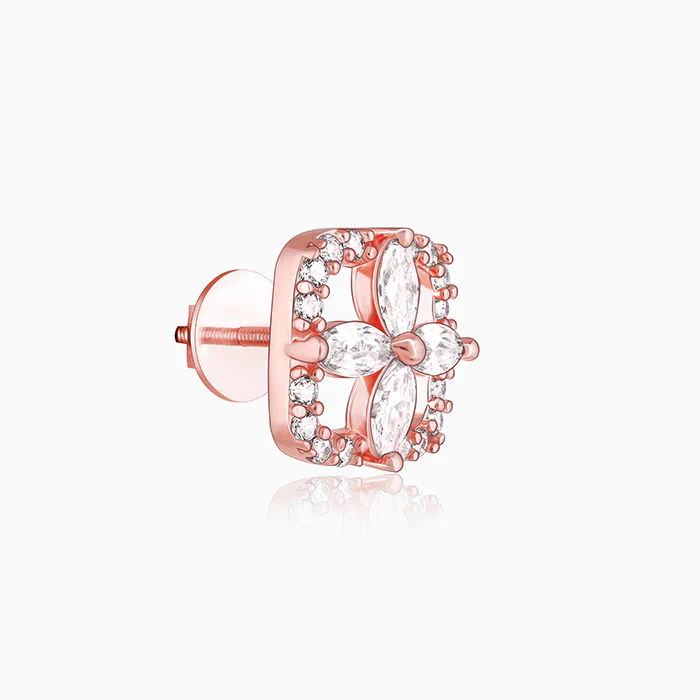 Rose Gold Shimmer Stud Earrings - Image 4