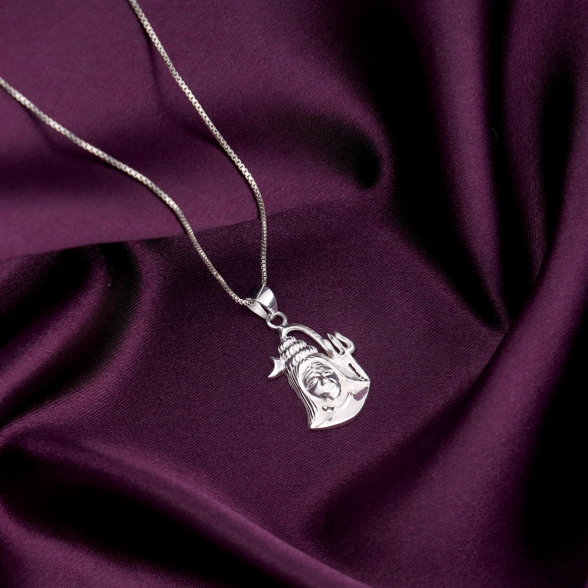 Silver Shiva Pendant with Box Chain - Image 2