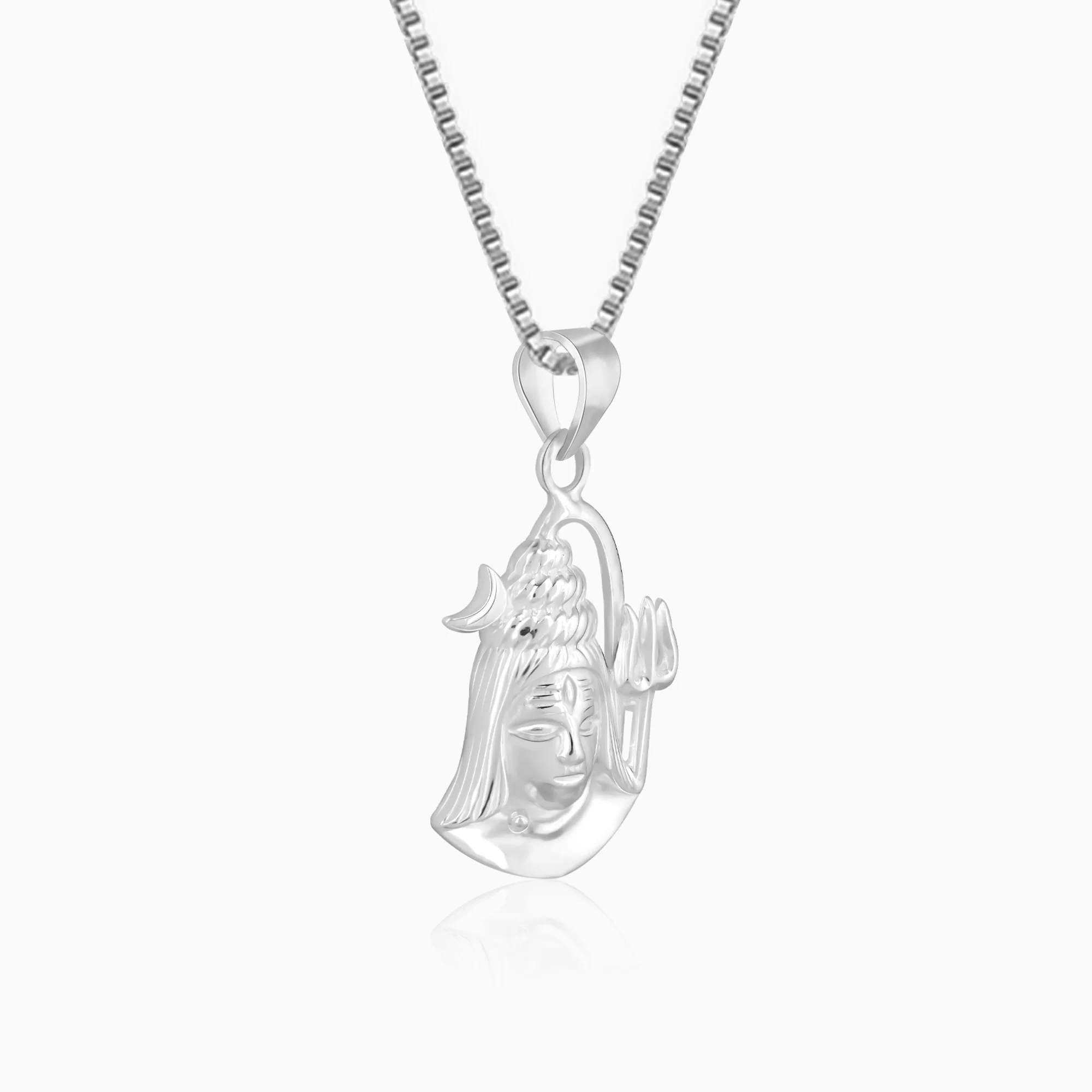 Silver Shiva Pendant with Box Chain - Image 4