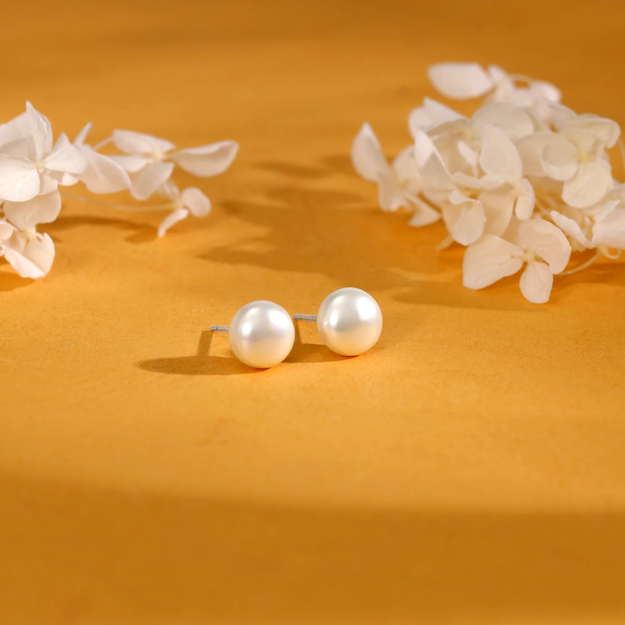 Silver White Pearl Earrings - Image 2