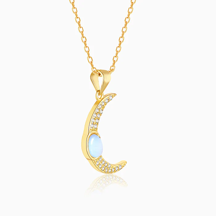 Golden Zircon Moon Pendant With Link Chain - Image 4