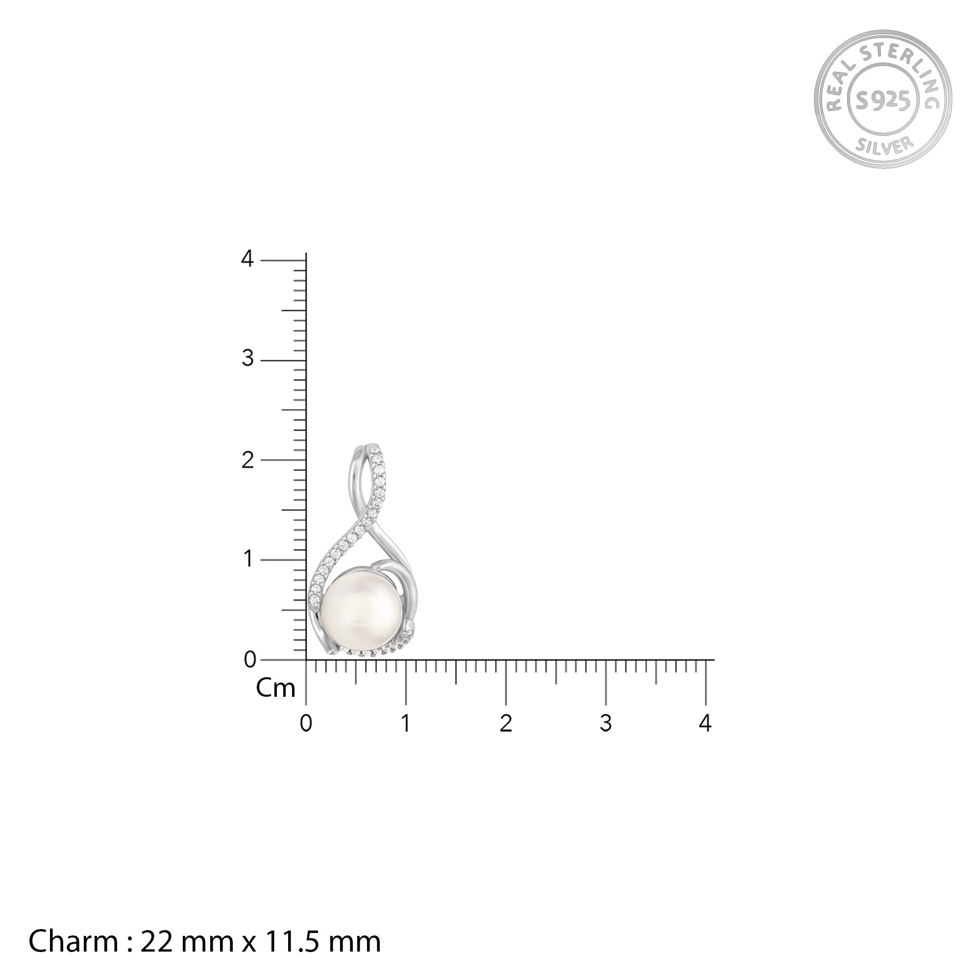 Silver Loop Pearl Pendant With Link Chain - Image 3