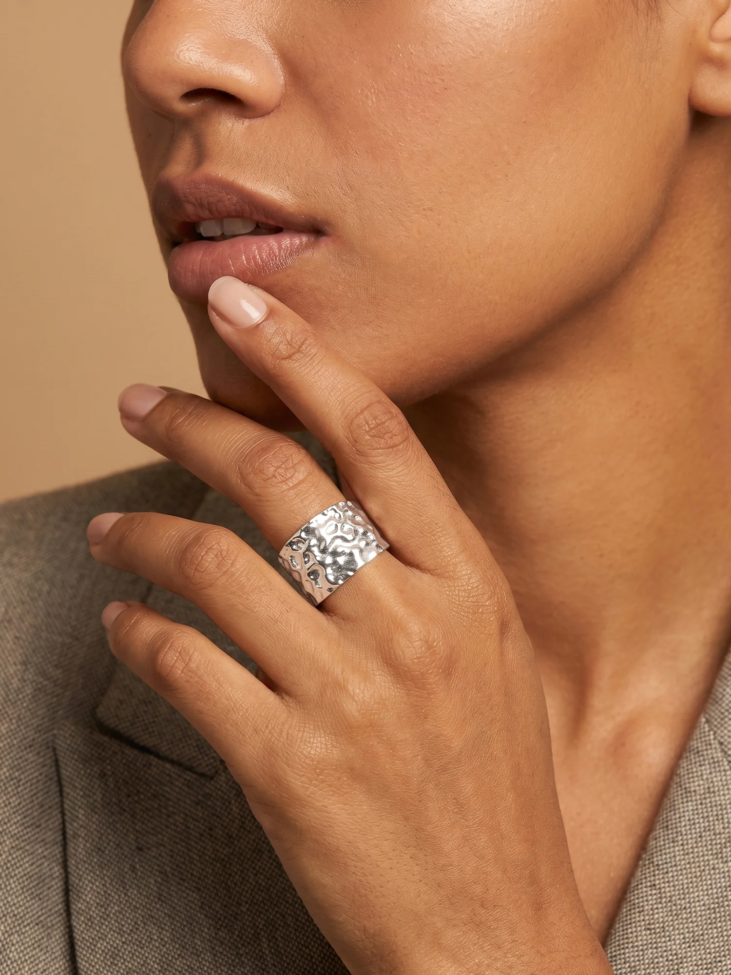 Texture Rush Rhodium Plated Ring (Size 15) - Image 3