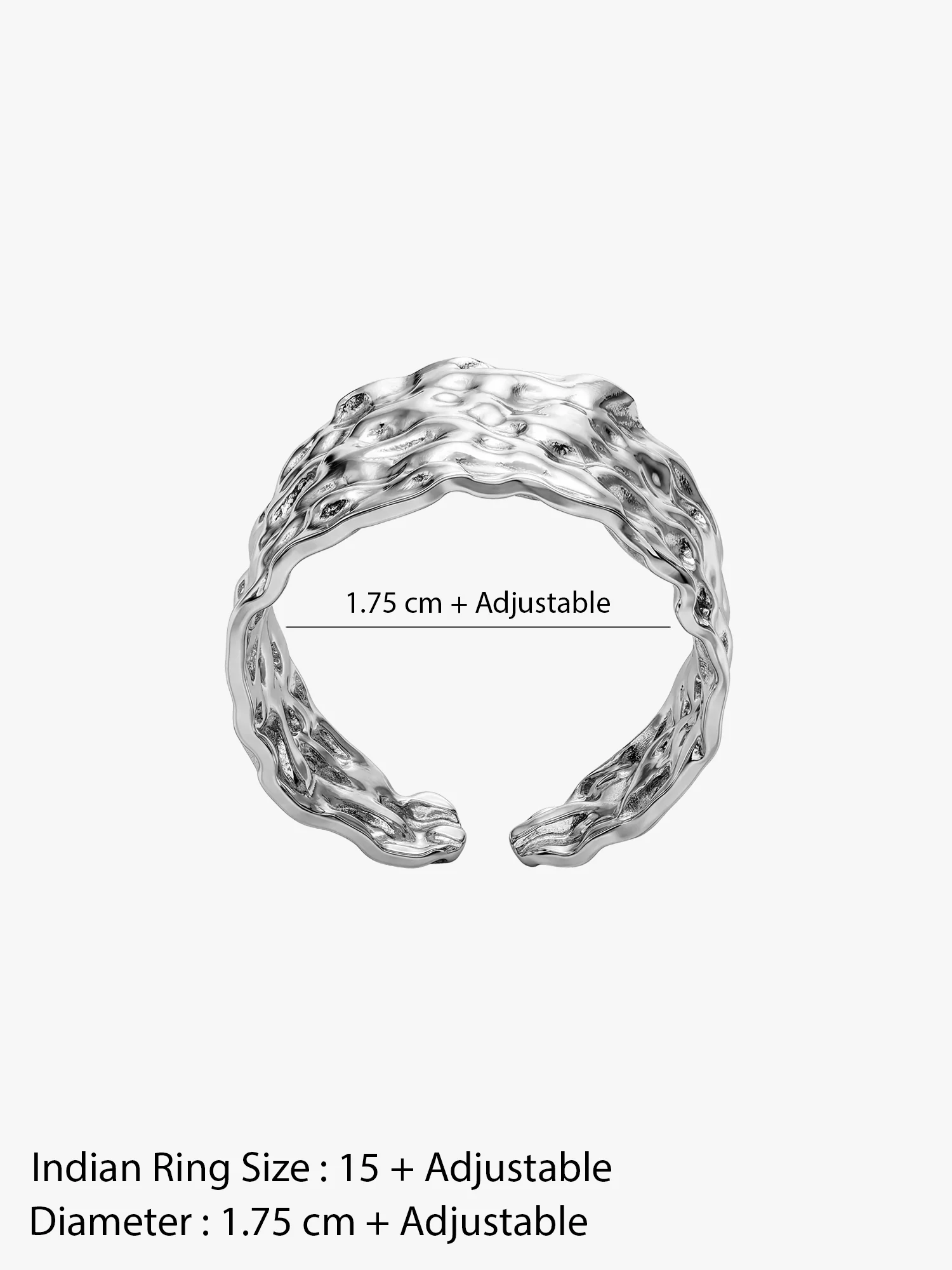Texture Rush Rhodium Plated Ring (Size 15) - Image 6