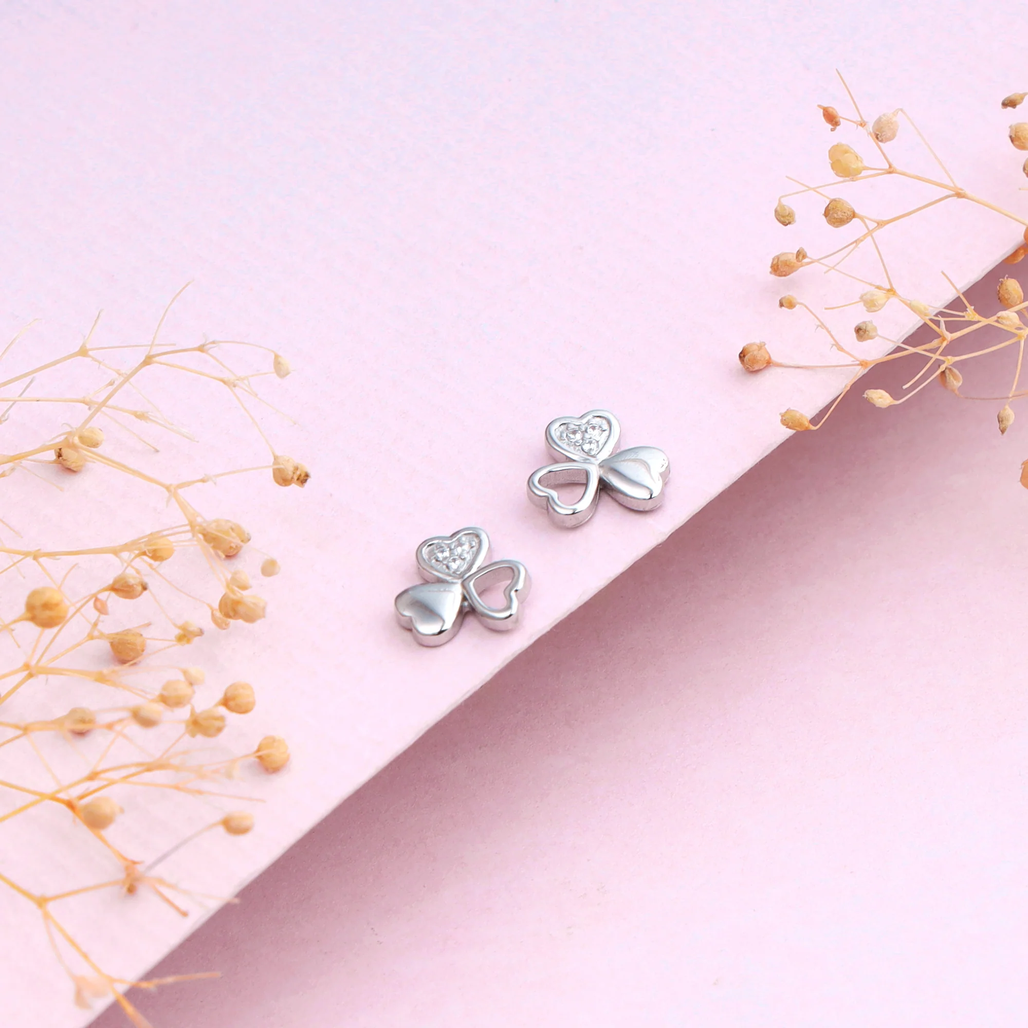 Silver Floral Hearts Earrings - Image 2