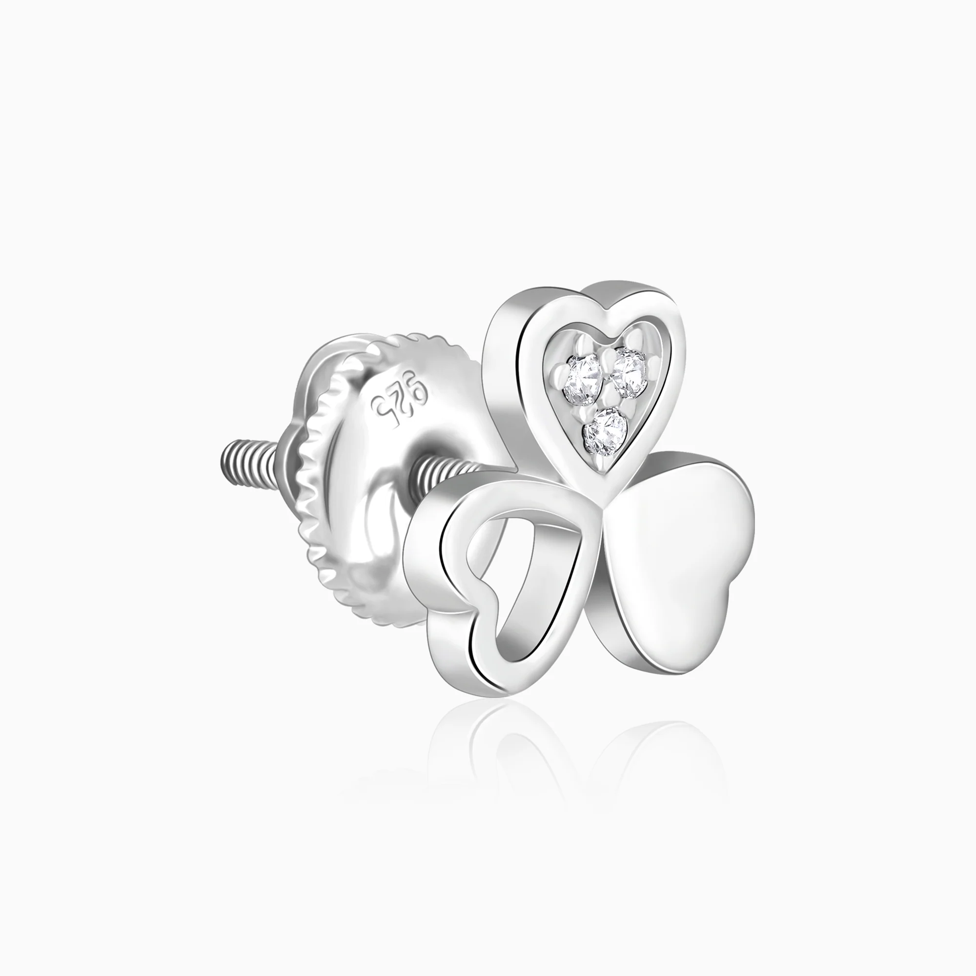 Silver Floral Hearts Earrings - Image 4