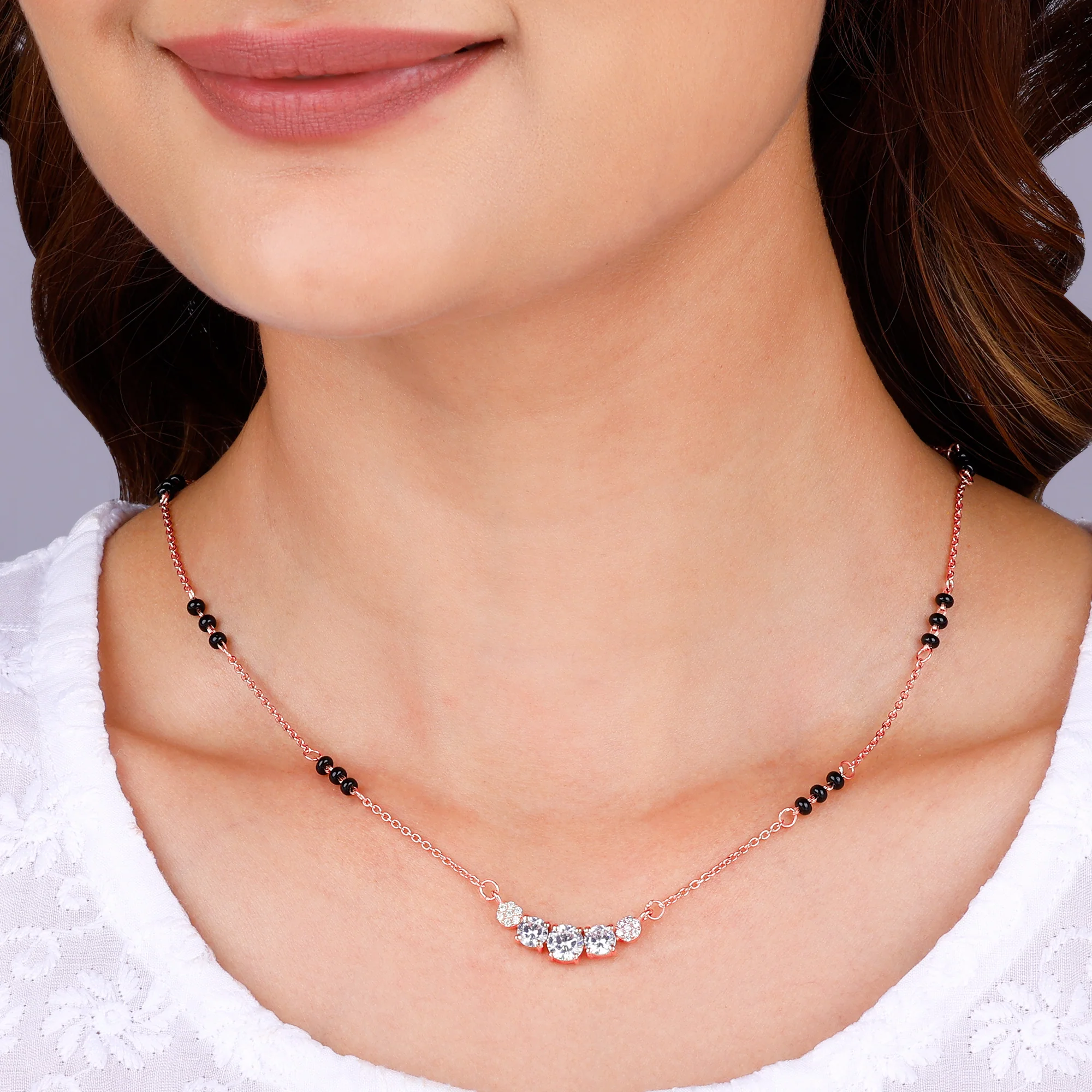 Rose Gold Zirconia Elegance Mangalsutra - Image 3
