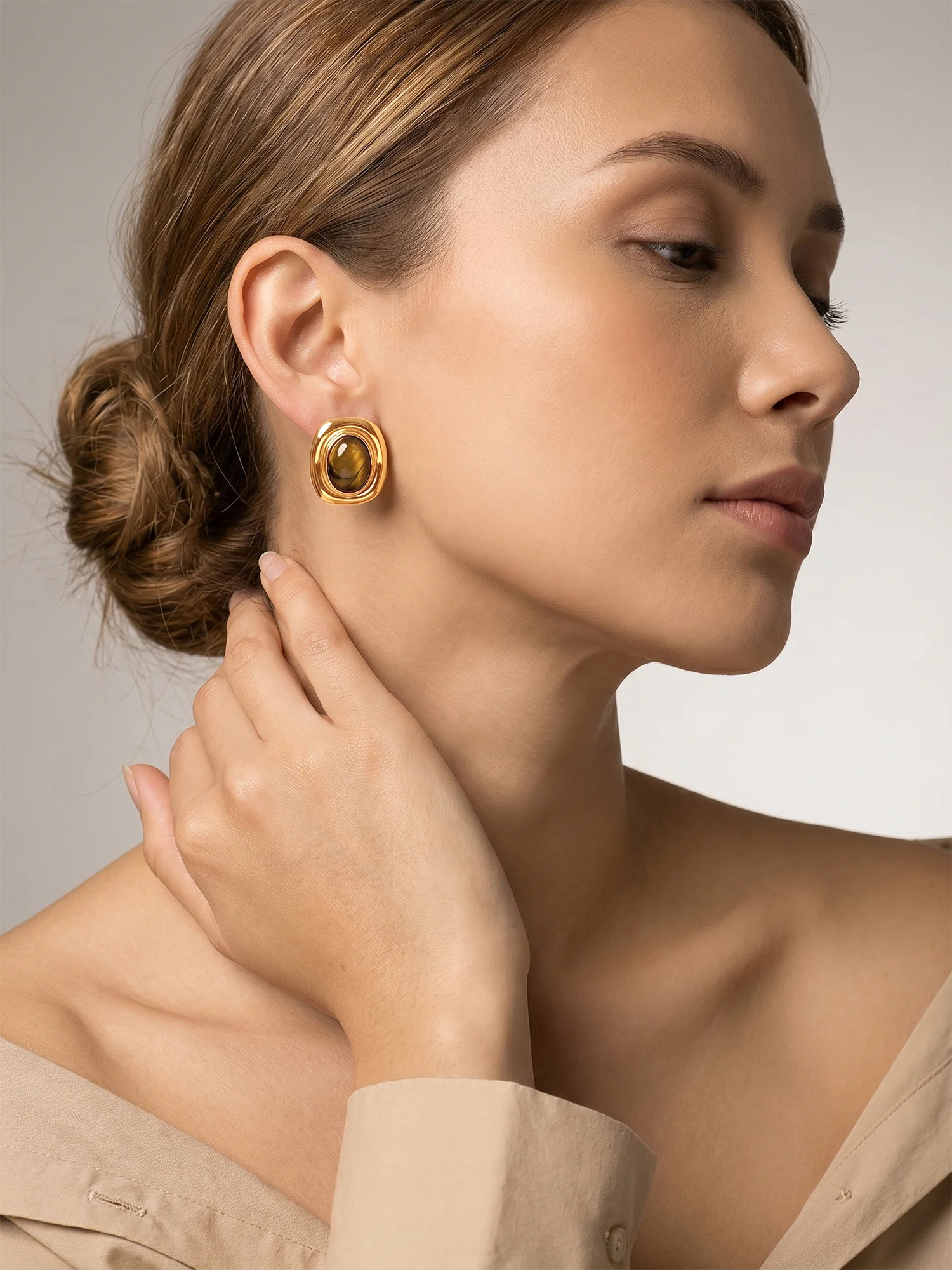 Tiger Babe Gold Plated Earrings - Image 3