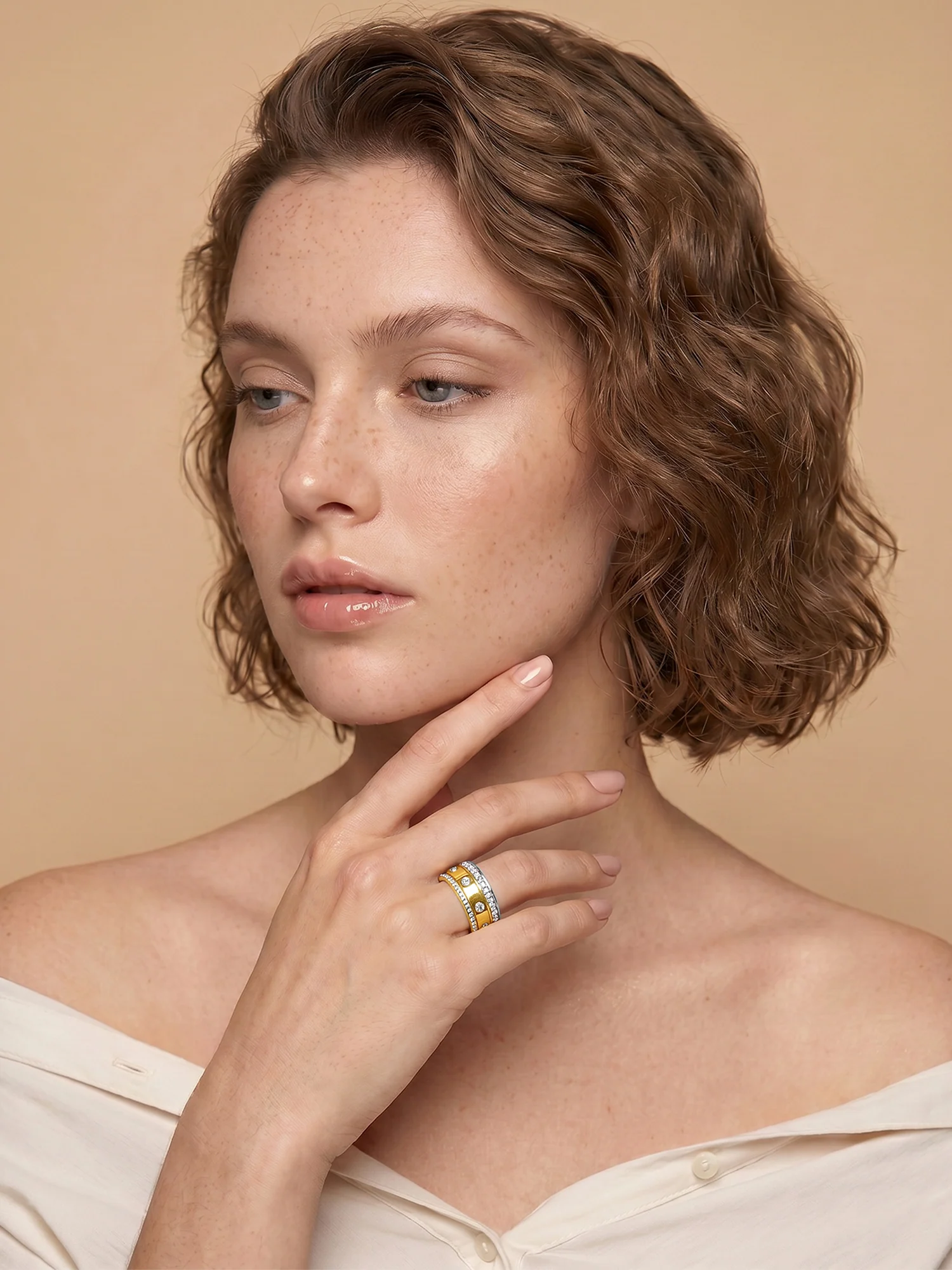 Triple Stack Dual Tone Layered Ring - Image 3