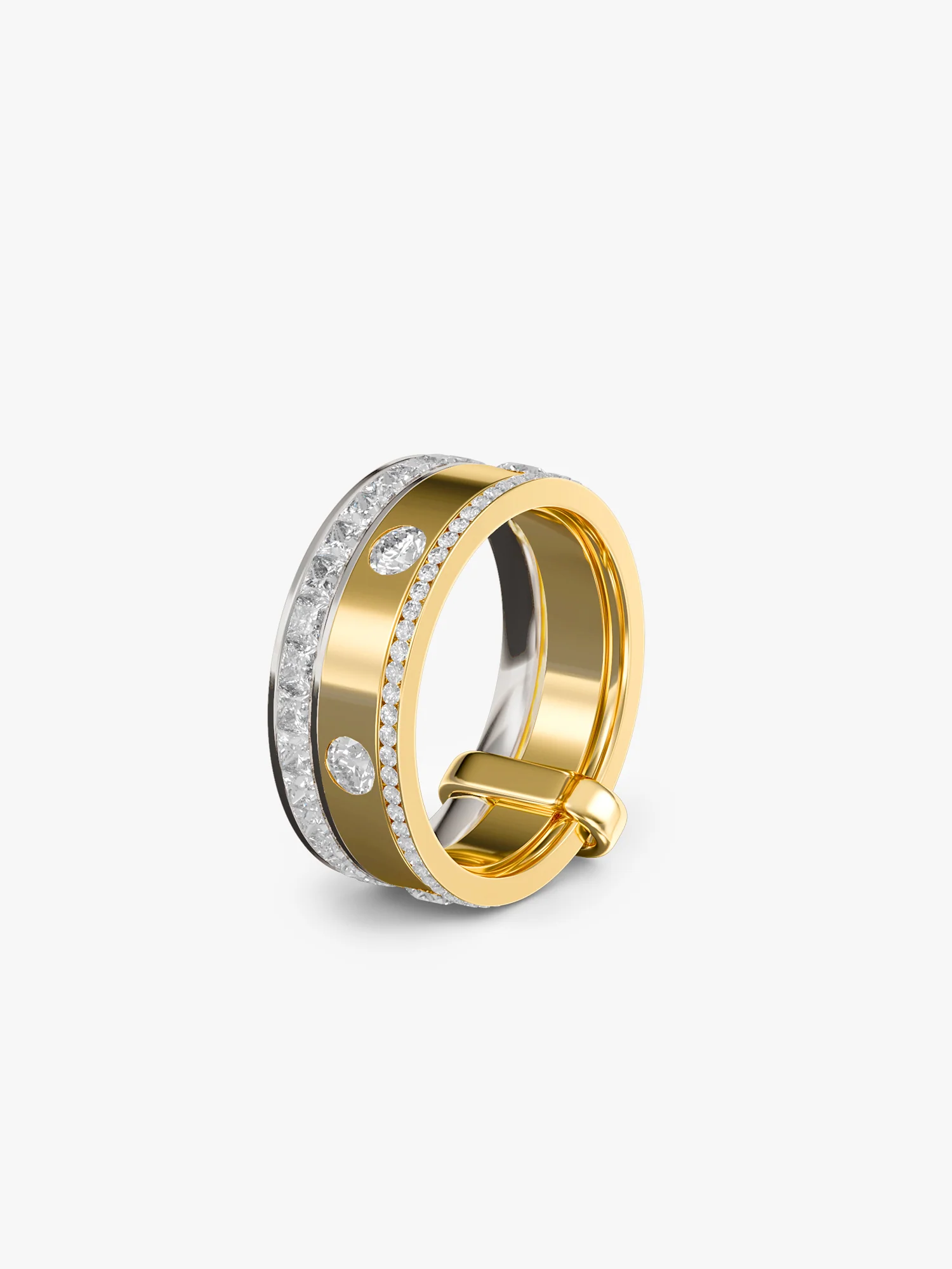 Triple Stack Dual Tone Layered Ring - Image 4