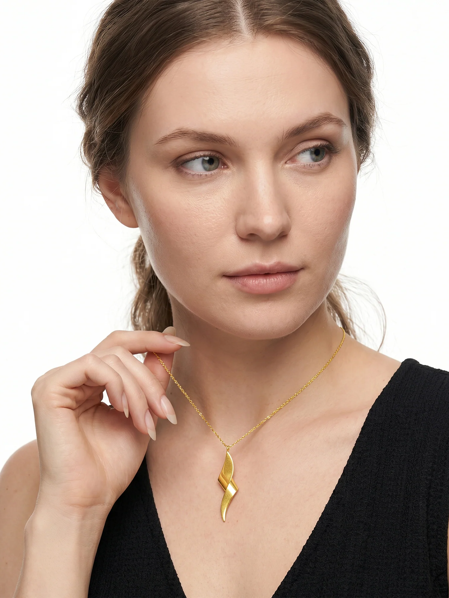 Wave Mood Gold Plated Pendant With Link Chain - Image 3
